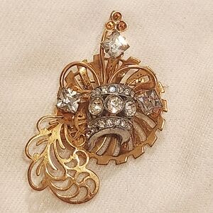 Grogeous Vintage Gold Tone CZ Brooch-lots of sparkle!